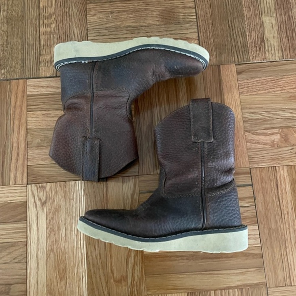 GUC Smoky Brown Leather toddler Boots with Cream Soles